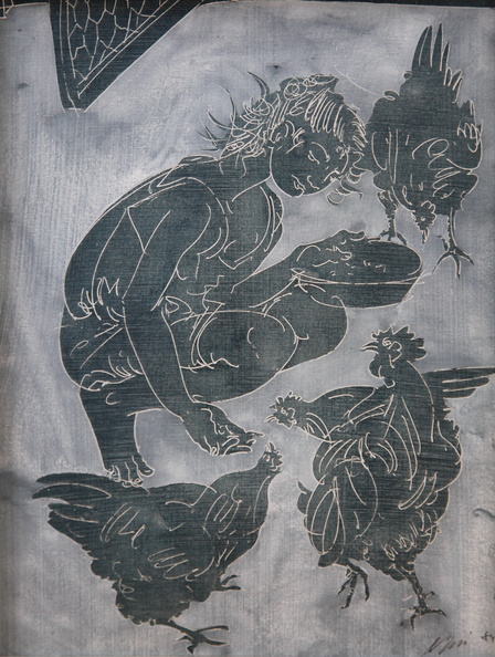 Hans Erni: Mädchen im Hühnerhof (1984)